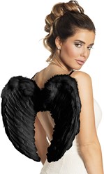 Zwarte Engelen Vleugels met Marabou (50cm bij 35cm)
