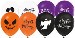 Halloween Ballonnen Wit/Zwart/Oranje/Paars (8st)