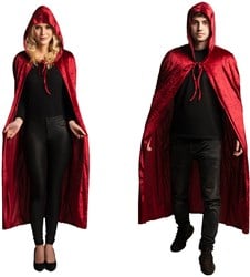 Fluwelen Cape Donkerrood (met capuchon)