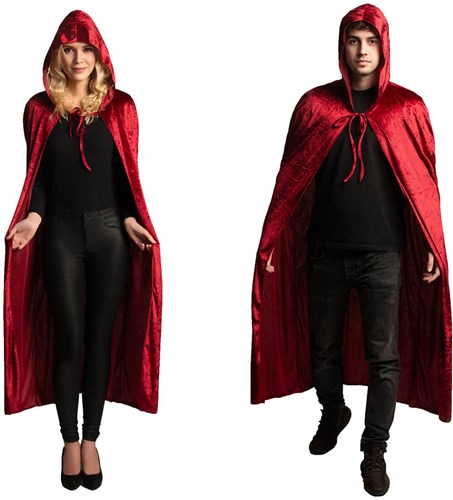 Fluwelen Cape Donkerrood (met capuchon)