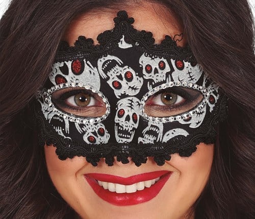 Oogmasker Halloween Skulls met Glitter