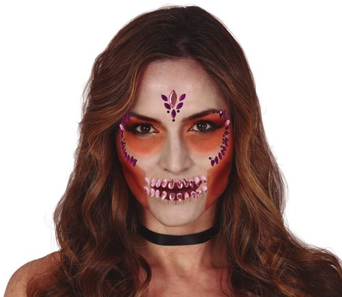 Skull Face Jewels Paars-Roze