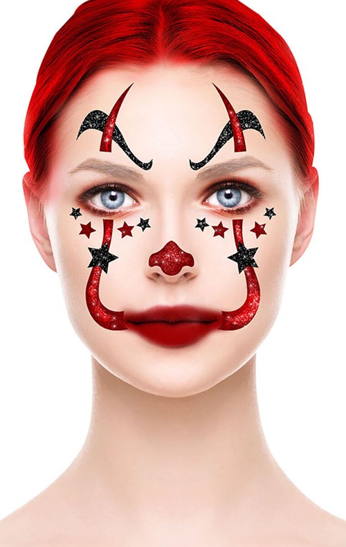 Glitter Gezicht Sticker Clown Penny (voorbeeld)