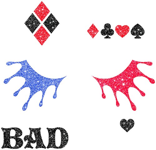 Gezicht Sticker Glitter Harley Quinn