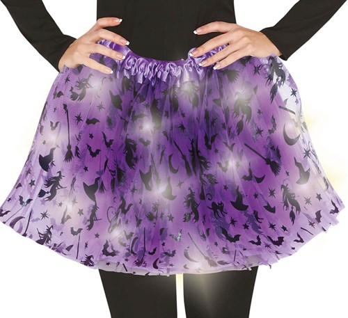 Halloween Tule Rokje Paars met LED - 40cm
