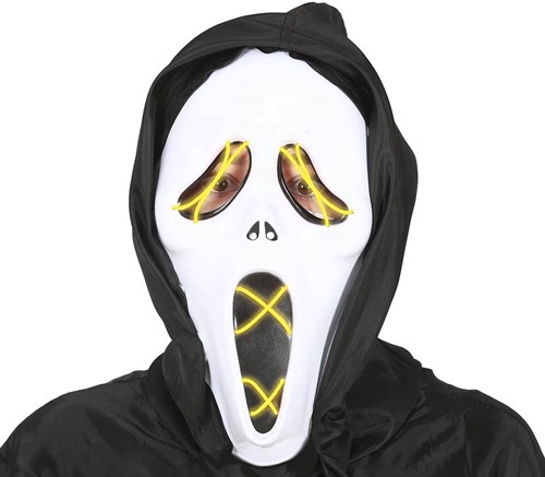 Halloween Masker Scream met Kap + Licht