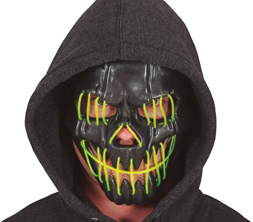 Zwart Halloween Masker Smiling met LED-verlichting