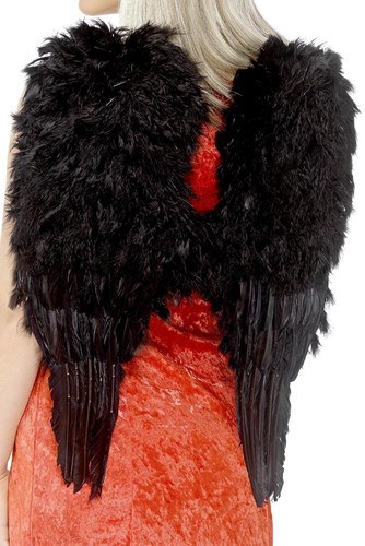 Zwarte Engelen Vleugels met Marabou Luxe (50x60cm)