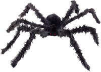 Harige Spin Groot Zwart met LED-ogen (102cm)