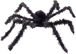Harige Spin Groot Zwart met LED-ogen (102cm)