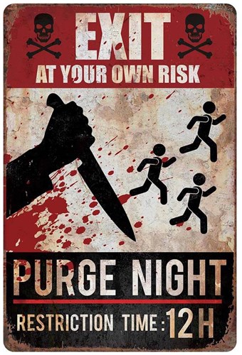 Bord Exit Halloween - Purge Night - 24x36cm