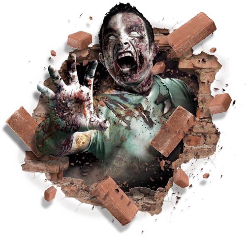 Zelfklevend Wanddeco Horror Zombie - 70x80cm