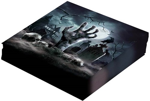 Servetten Halloween Graveyard 33x33cm - 12st