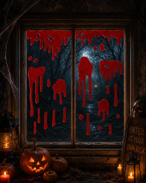 Raamstickers Halloween Bloed Gel (25x25cm)