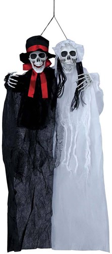 Hangdeco Halloween Bruid en Bruidegom Skelet - 90cm