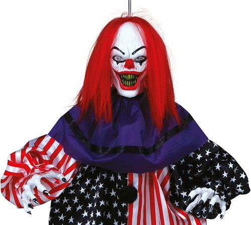 Halloween Hangdecoratie Horror Clown USA - 120cm (details gezicht)