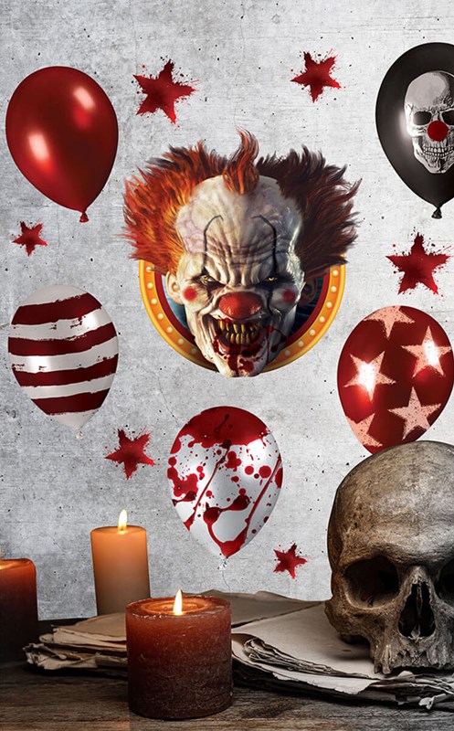 Halloween Wanddeco Horror Clown Vinyl - 25x70cm (voorbeeld)