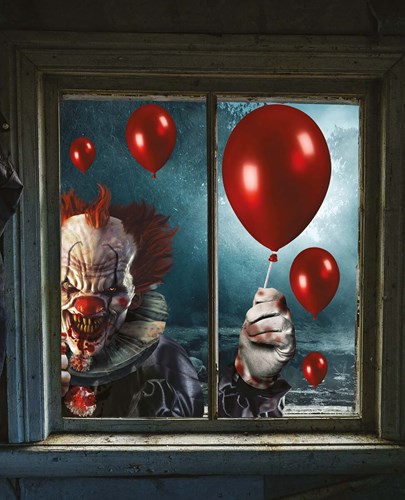 Raamstickers Halloween Clown met Ballon - 60x80cm