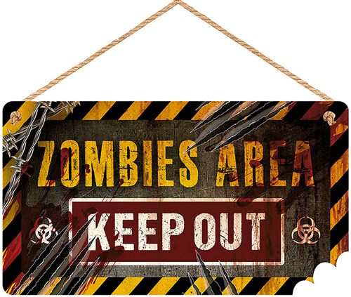 Zombies Area Keep Out Houten Bord - 35x20cm
