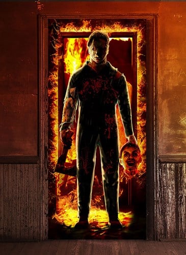 Deurdecoratie Halloween Killer - 80x180cm
