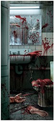 Deurdecoratie Halloween Doek Bloody WC - 80x180cm