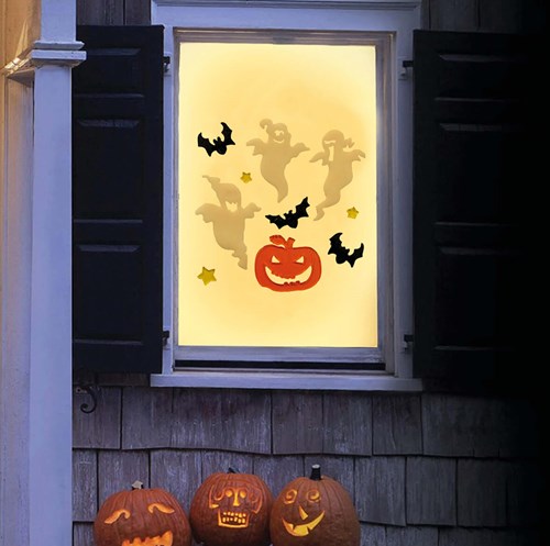 Halloween Gel Raamstickers Spoken - 20x20cm (voorbeeld)