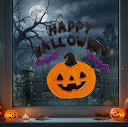 Gel Raamstickers Happy Halloween - 20x25cm