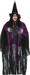 Hangdeco Halloween Heks Paars-Zwart - 120cm