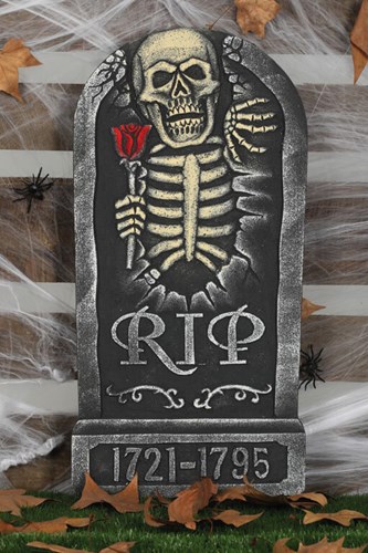Halloween Grafsteen Skelet RIP - 32x65cm