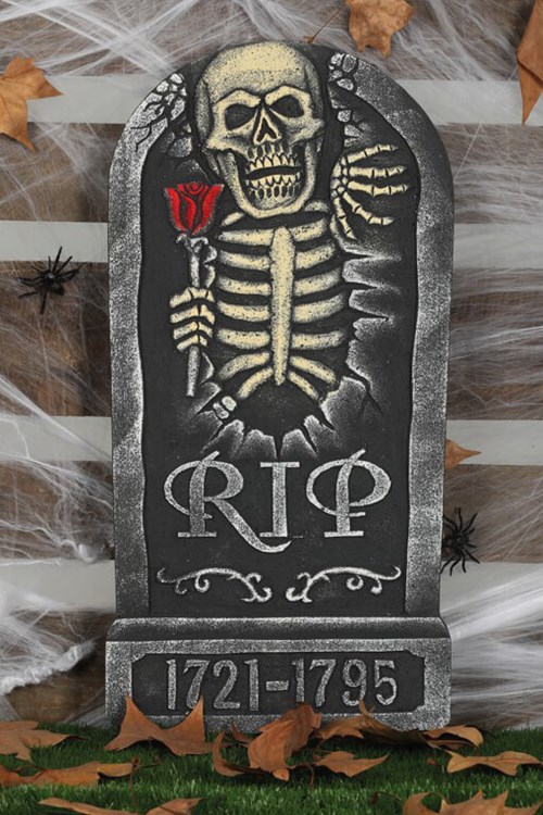Halloween Grafsteen Skelet RIP - 32x65cm
