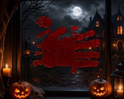 Gel Raamstickers Halloween Bloody Hand - 20x20cm