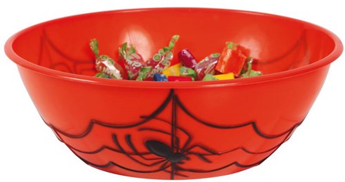 Oranje Halloween Schaal met Spinnenweb (27x9cm)