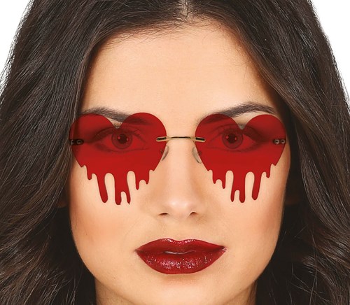 Halloween Bril Hartjes Bloody