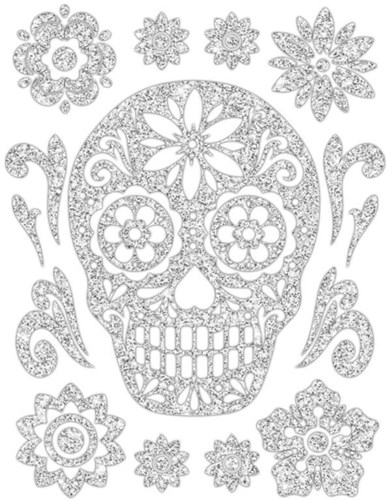 Glitter Sticker Halloween Doodshoofd - 30x40cm