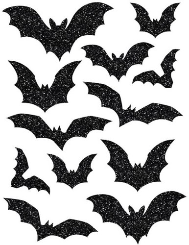 Glitter Sticker Halloween Vleermuizen - 30x40cm