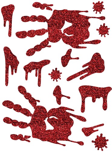 Glitter Sticker Halloween Bloody Hands - 30x40cm