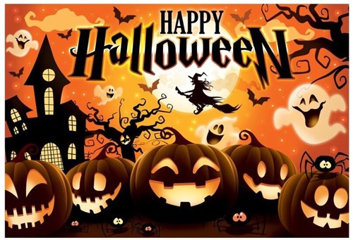 Happy Halloween Banner Pompoenen - 220x150cm