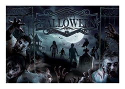 Happy Halloween Banner Zombies - 220x150cm