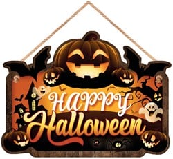 Houten Bord Happy Halloween Pumpkin - 35x20cm
