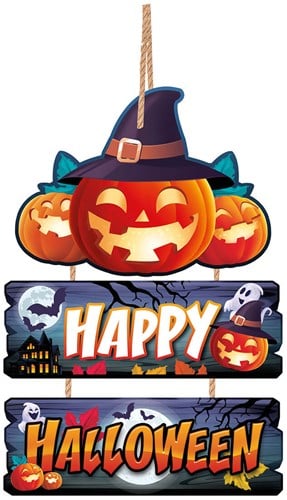 Happy Halloween Houten Bord - 32x21cm