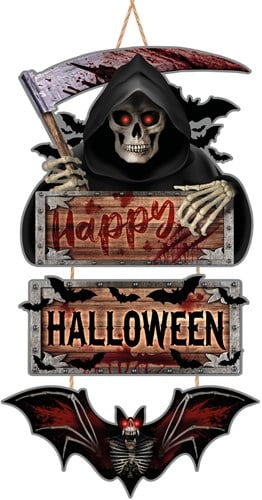 Houten Bord Grim Reaper - 64x35cm
