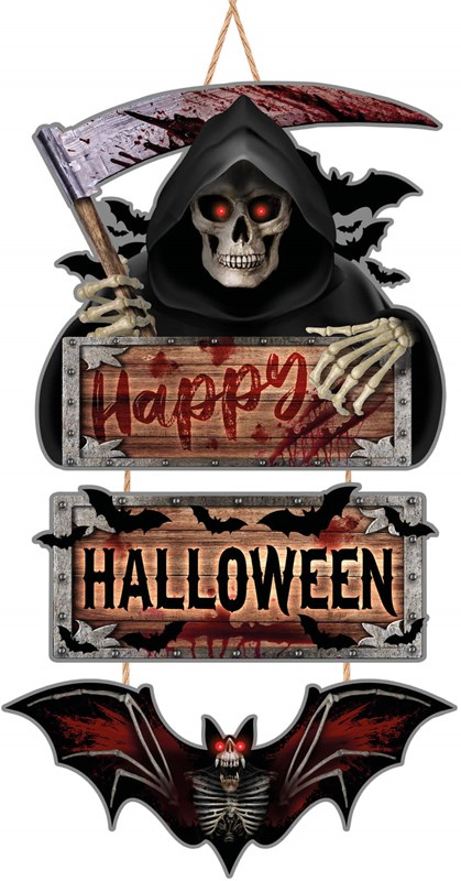 Houten Bord Grim Reaper - 64x35cm