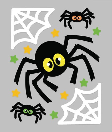 Raamstickers Gel Spinnen en Spinnenweb - 20x25cm