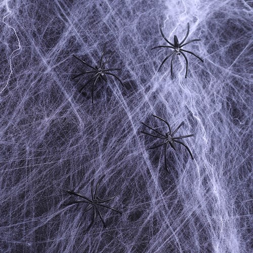 Spinnenweb Brandvertragende Wit + Spinnen (125gr)