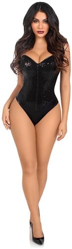 Zwarte Pailletten Body