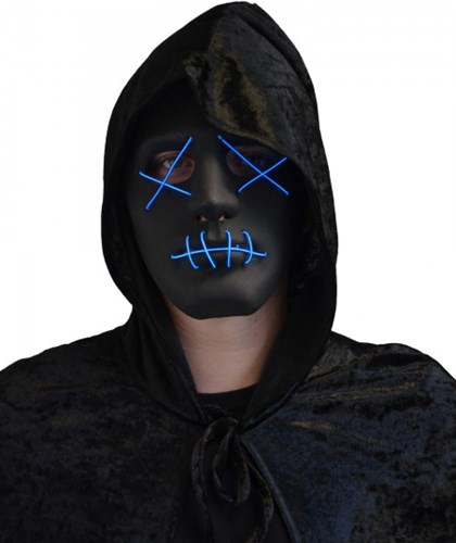 Masker Halloween Zwart met LED-verlichting (The Purge)
