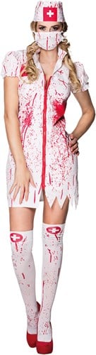 Halloweenkostuum Bloody Nurse voor dames (4-delig)