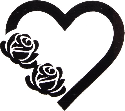 Glitter Sjabloon QuickTattoo Hart + Rozen - 8x9,5cm