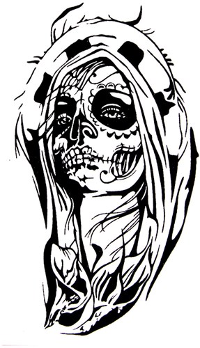 Glitter Sjabloon QuickTattoo Sugarskull- 8x12cm