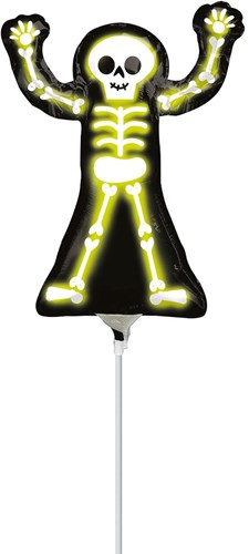 Neon Skelet Folieballon Op Stok
